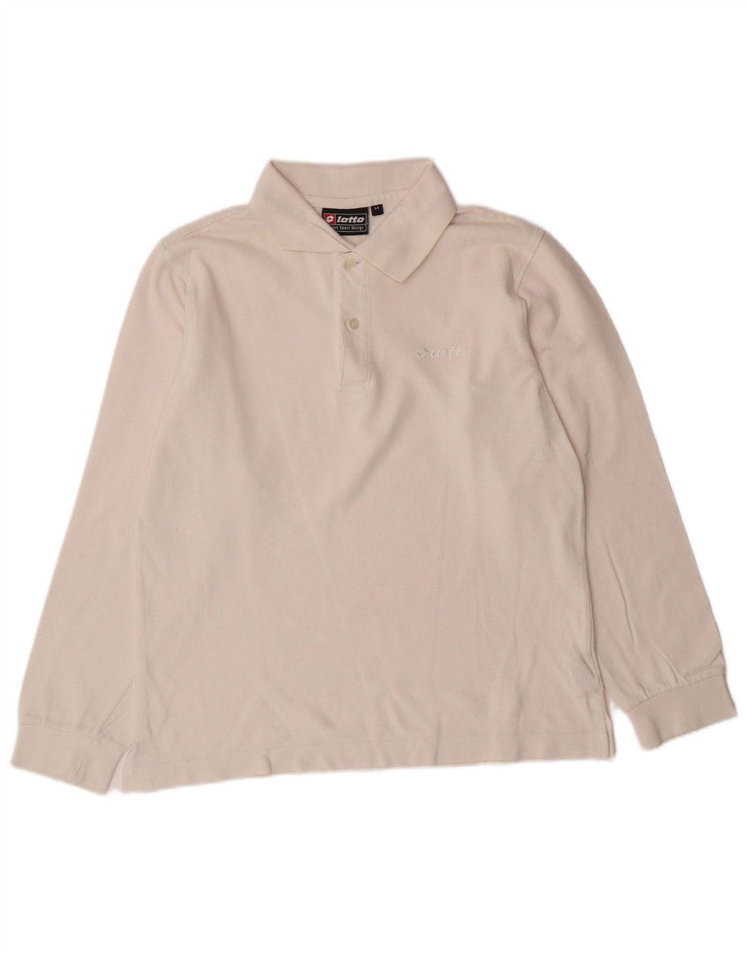 Tricou polo pentru bărbați LOTTO cu mânecă lungă, bumbac alb mediu