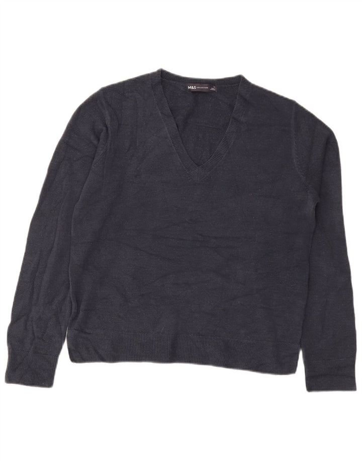 Pulover pentru femei Marks & Spencer cu decolteu în V UK 12 Medium Bleumarin