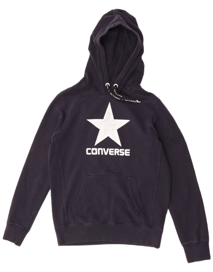 Pulover pentru bărbați Converse Graphic Hoodie Jumper mediu din bumbac bleumarin