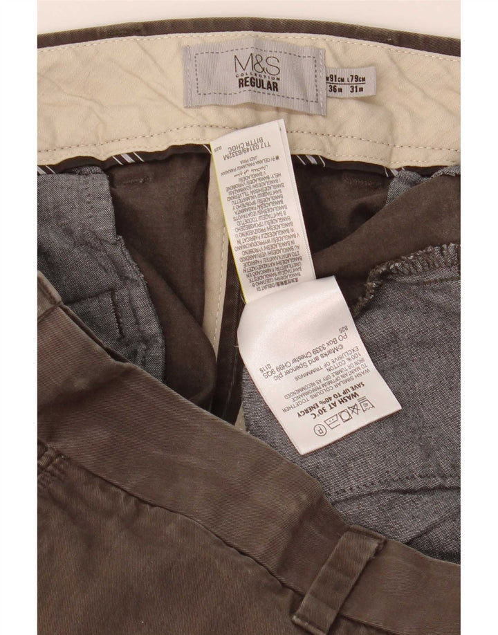 Pantaloni chino obișnuiți pentru bărbați Marks & Spencer L36 L31 Bumbac kaki