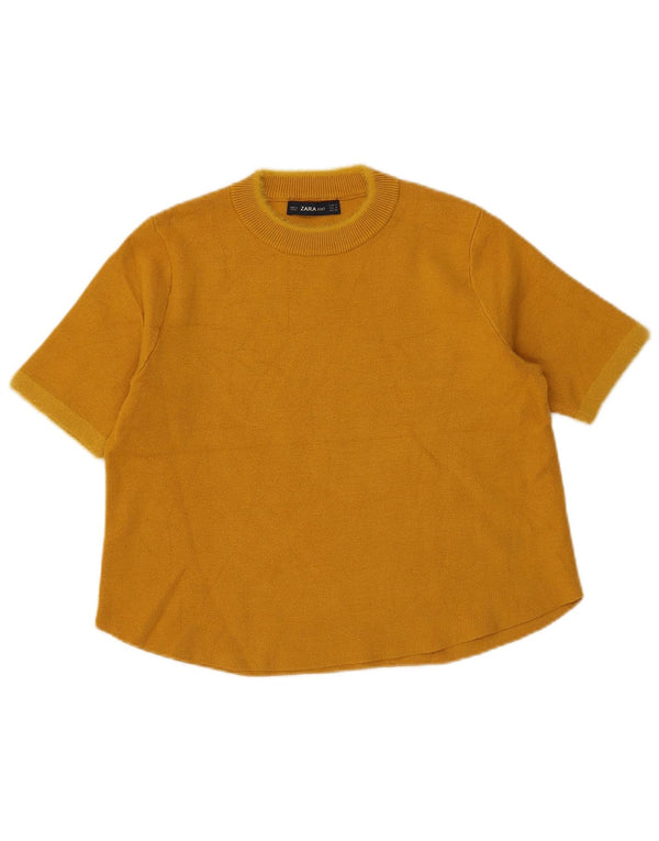 Tricou pentru femei Zara Crop Top UK 12 Medium Yellow Viscose
