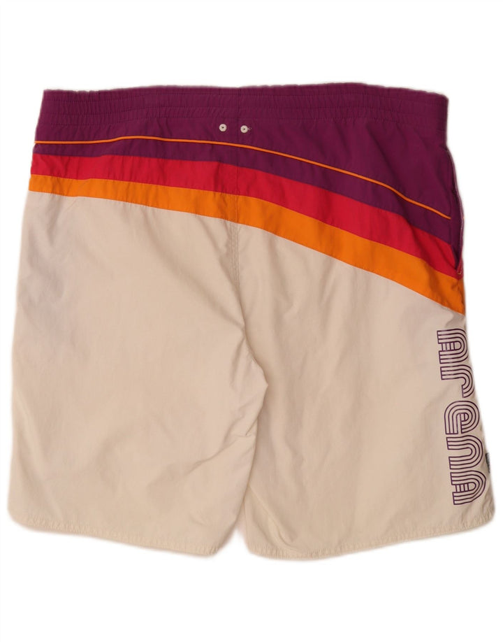 Pantaloni scurți de înot cu grafică Arena pentru bărbați, mari, alb, din poliamidă color bloc