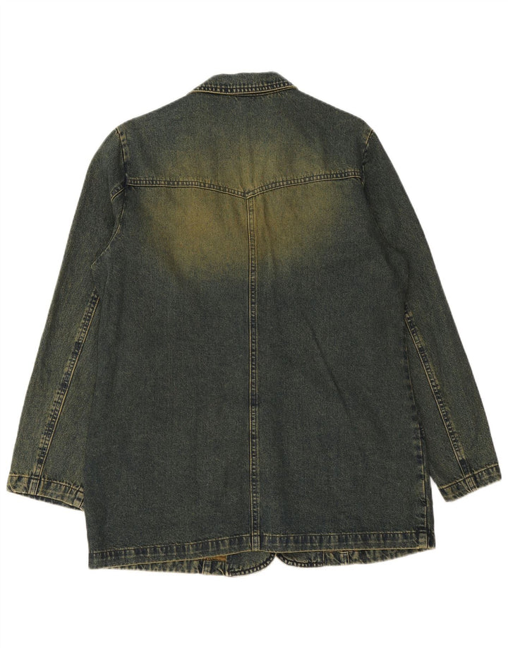 Vintage Womens 3 Button Denim Blazer Jacket UK 14 Large Blue Cotton