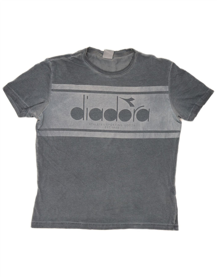 Tricou grafic pentru bărbați Diadora Top din bumbac gri mediu