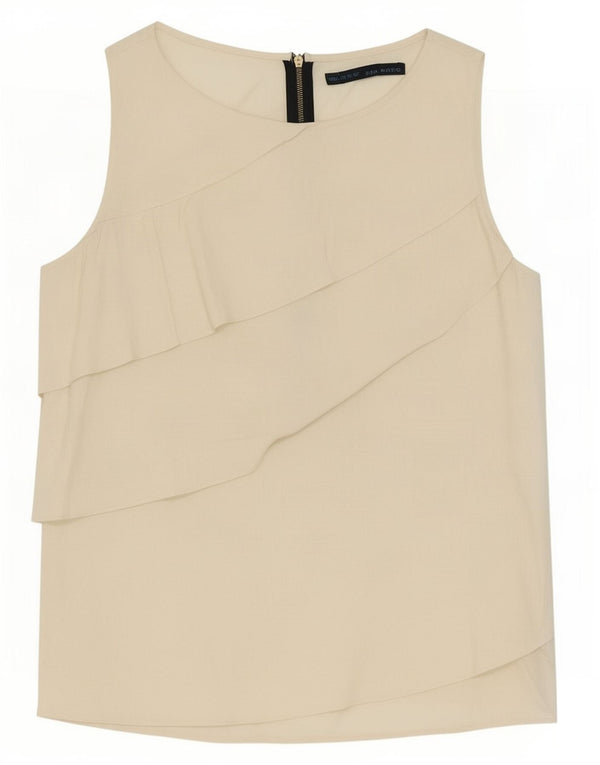 Zara Womens Sleeveless Blouse Top UK 18 XL Beige