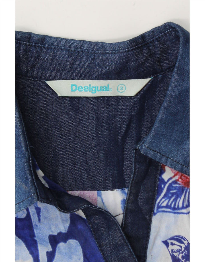 Bluză cămașă pulover pentru femei Desigual UK 10 Small Blue Floral