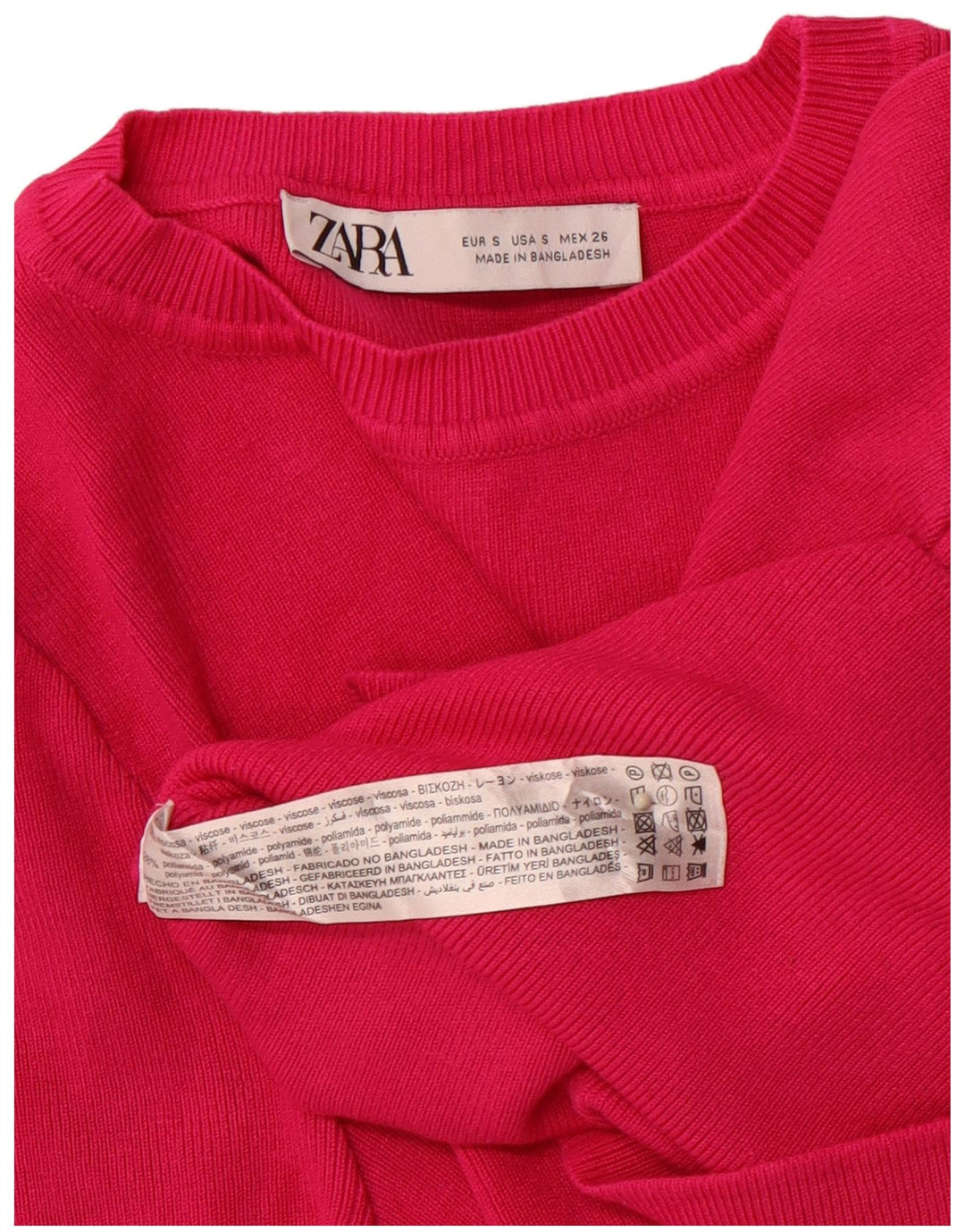 Pulover ZARA pentru damă, cu mânecă scurtă, cu decolteu, mic, roz