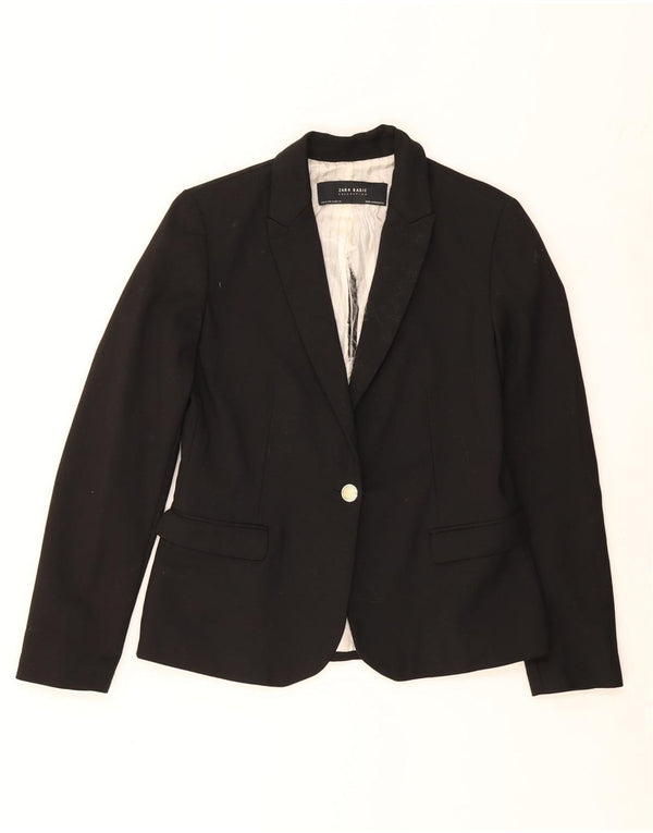 Jachetă ZARA pentru femei cu 1 nasture, UK 12, bumbac mediu negru