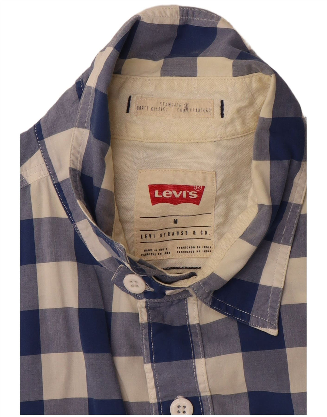 Cămașă Levi's pentru bărbați, cu mânecă scurtă, cu ajustare standard, din bumbac vichy albastru mediu