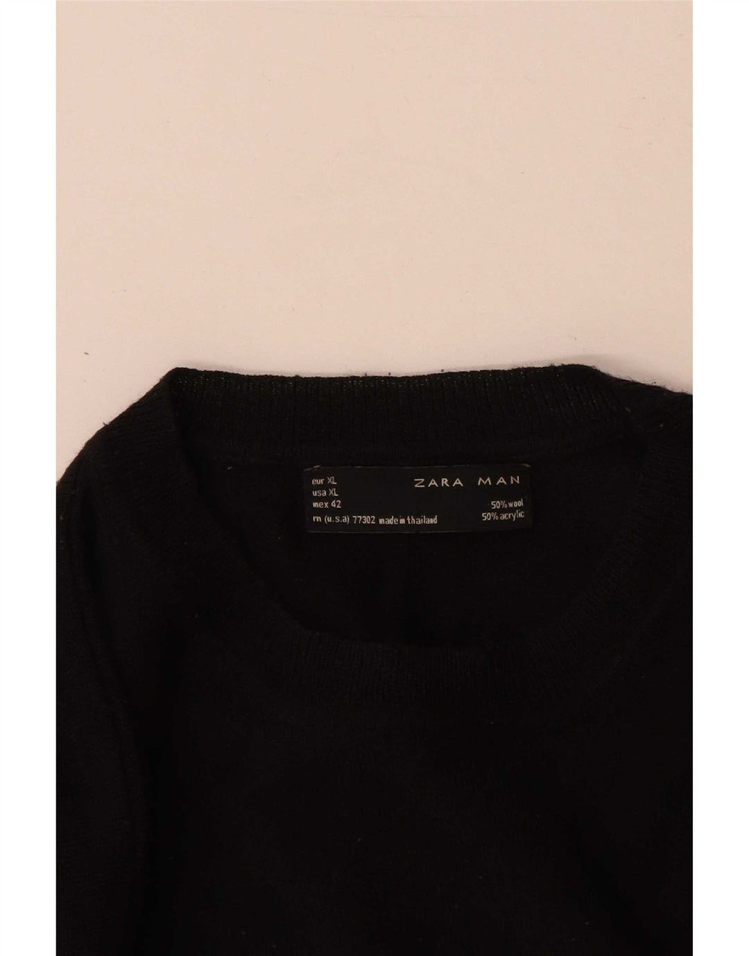 Pulover pentru bărbați Zara, cu gât crew, XL, lână neagră