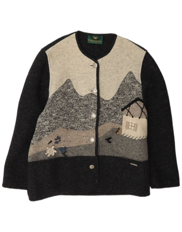 Giesswein Pulover cardigan pentru femei, cu ajustare noută, UK 18 XL, gri, bloc de culoare