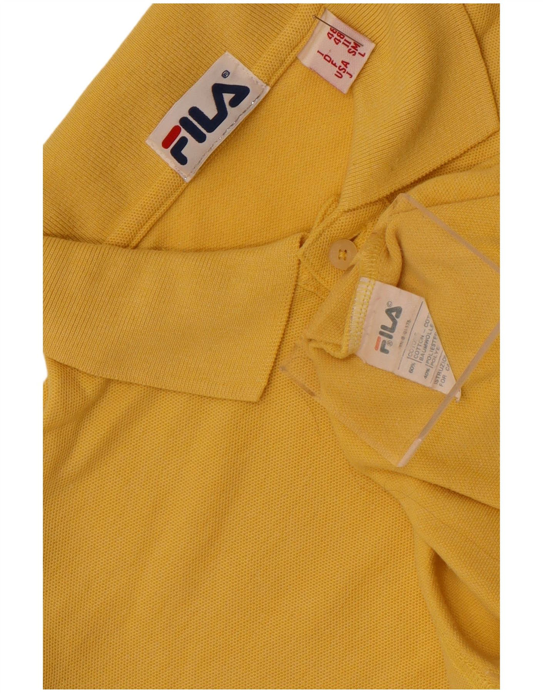 Tricou polo Fila pentru bărbați cu mânecă lungă din bumbac galben mic