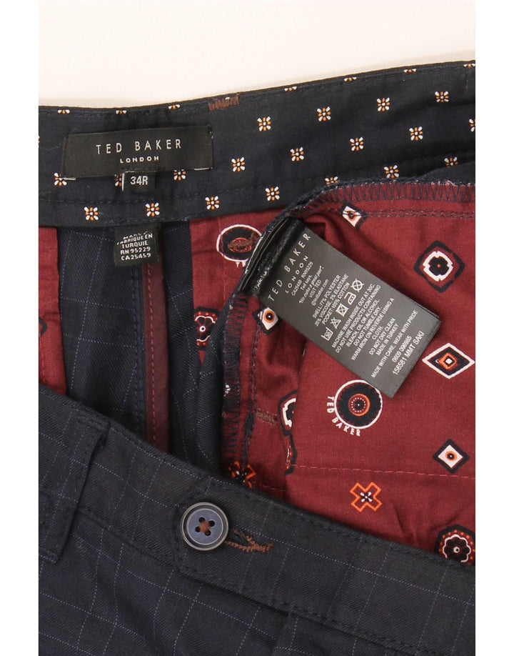 Pantaloni de costum pentru bărbați Ted Baker, slim, L34 L31, poliester cu carouri bleumarin