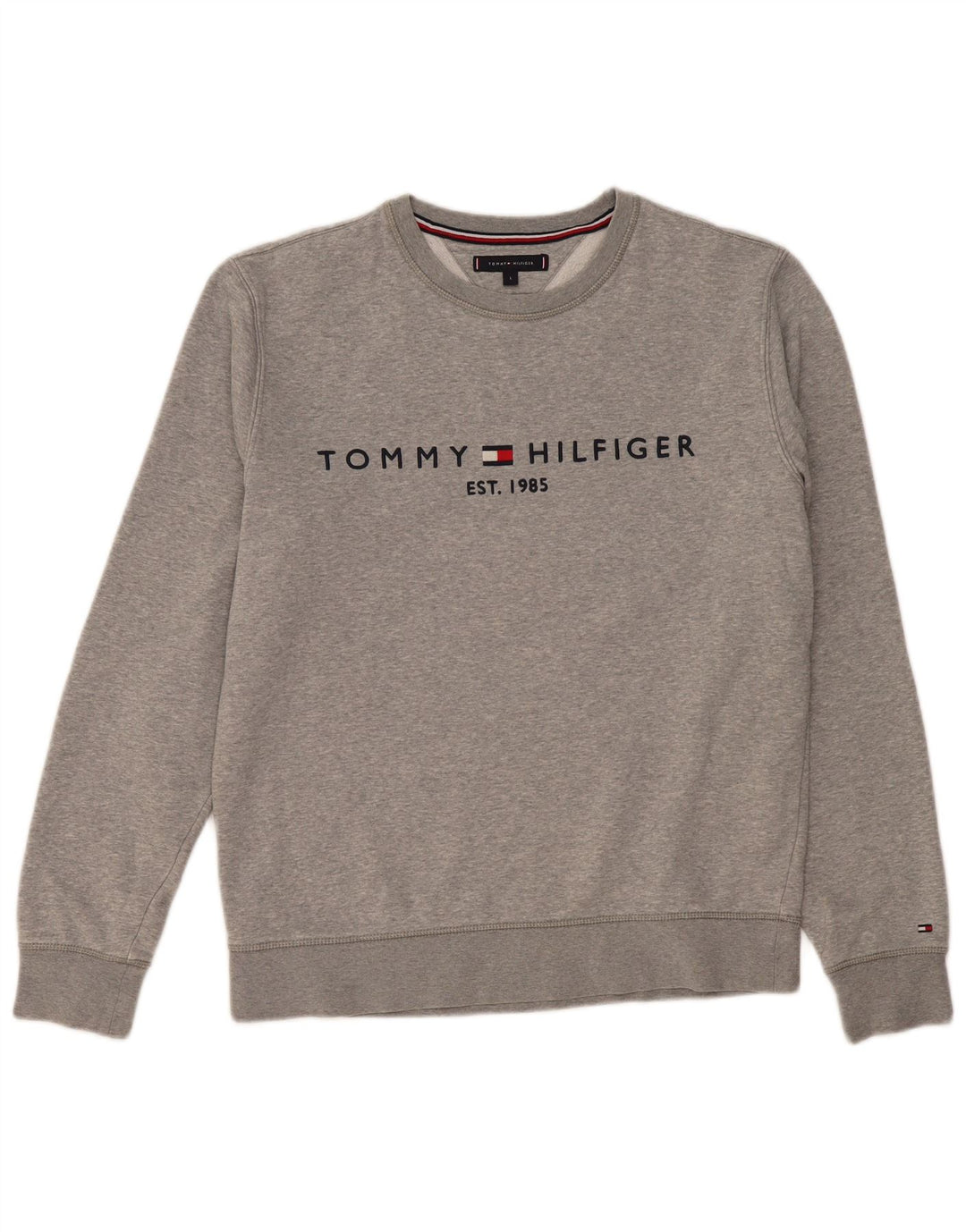 Hanorac grafic pentru bărbați Tommy Hilfiger Pulover mare din bumbac gri