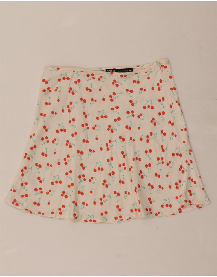 Fustă Mini cu Motiv Abstract Zara XS W24 Alb