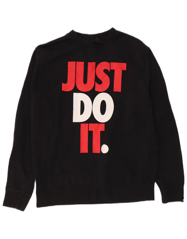 NIKE Mens Graphic Sweatshirt Jumper Large Black Cotton