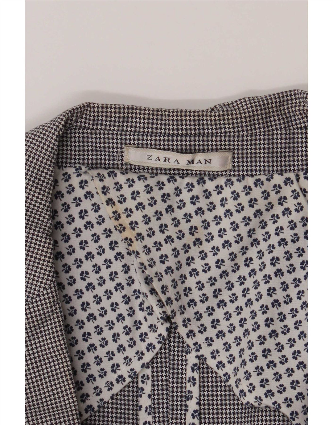 Jachetă Blazer pentru bărbați Zara, cu 2 nasturi, UK 40, bumbac mare gri Houndstooth