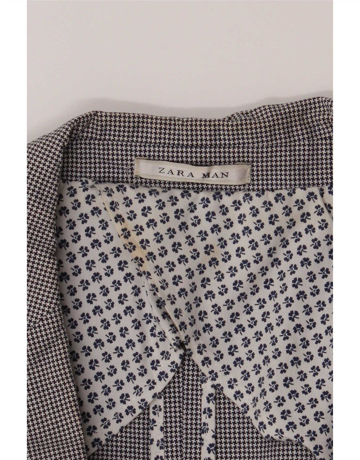 Jachetă Blazer pentru bărbați Zara, cu 2 nasturi, UK 40, bumbac mare gri Houndstooth