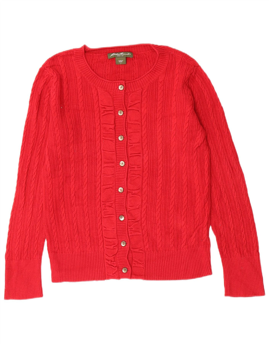 EDDIE BAUER Pulover cardigan pentru femei UK 10 Bumbac roșu mic