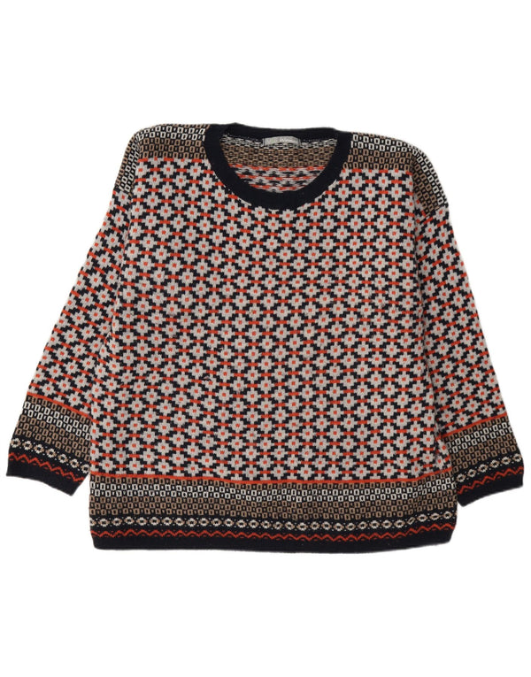 Pulover pentru femei Marks & Spencer cu gât de barcă, UK 20 2XL, roșu, geometric