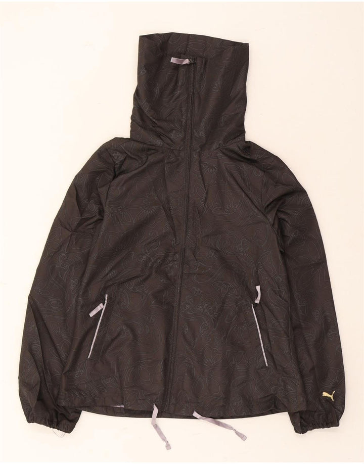 PUMA Womens Loose Fit Rain Jacket UK 8 Small Black Paisley Vintage Puma and Second-Hand Puma from Messina Hembry 