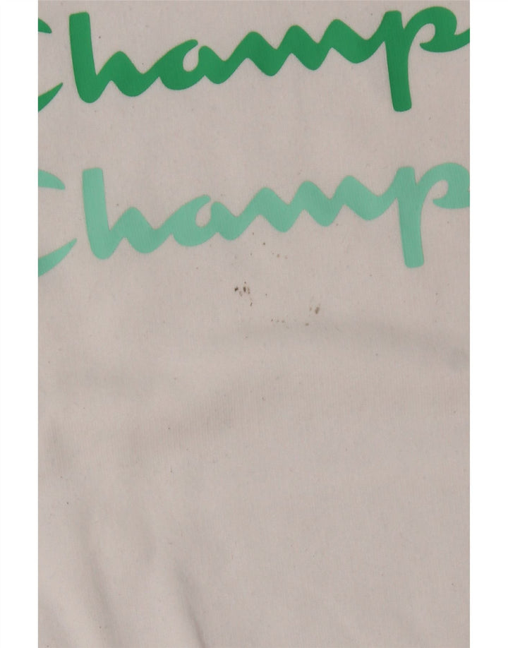CHAMPION Mens Graphic Hoodie Jumper Small White Cotton Vintage Champion and Second-Hand Champion from Messina Hembry 