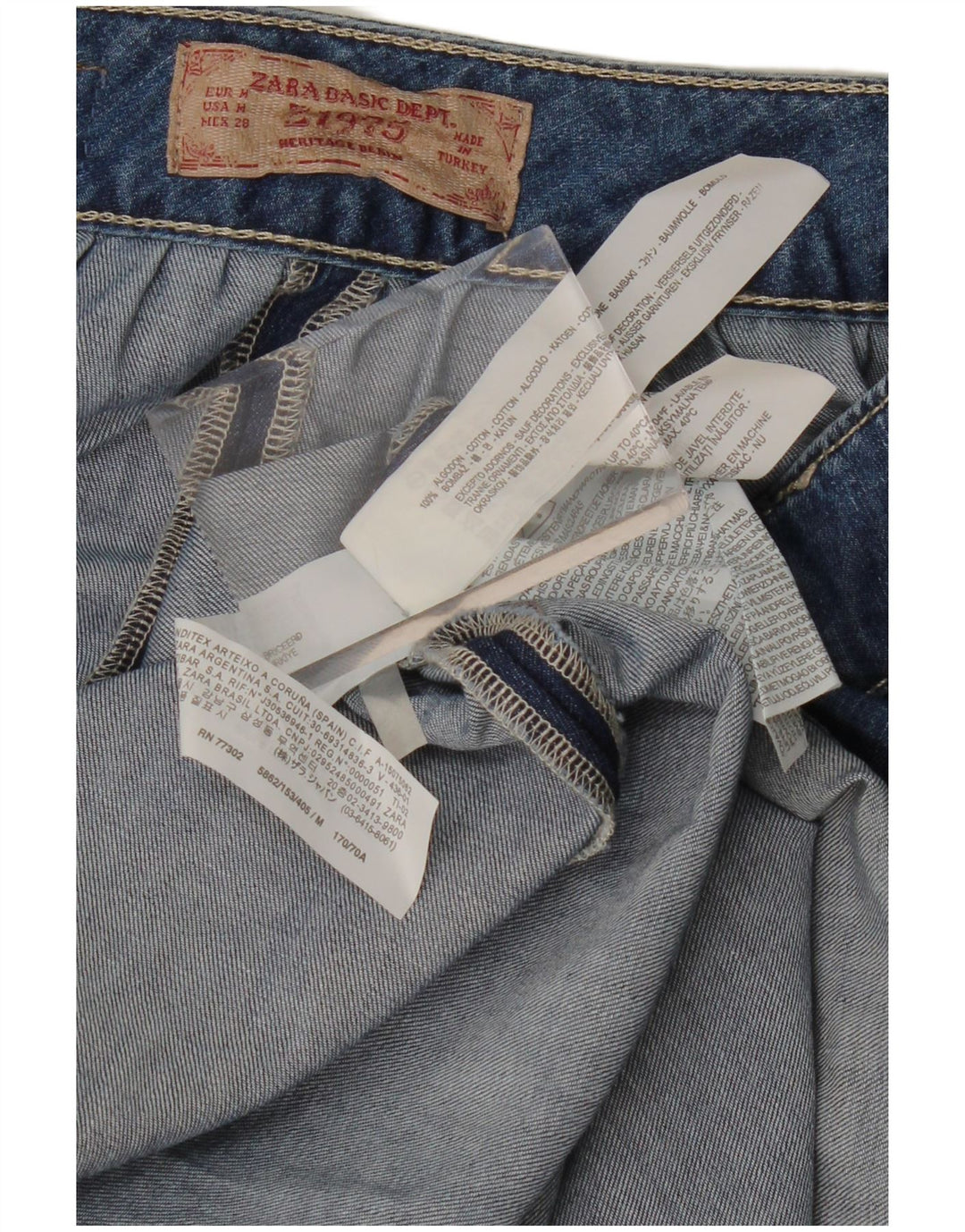 Fusta Denim ZARA Femei Medium W28 Bumbac Albastru