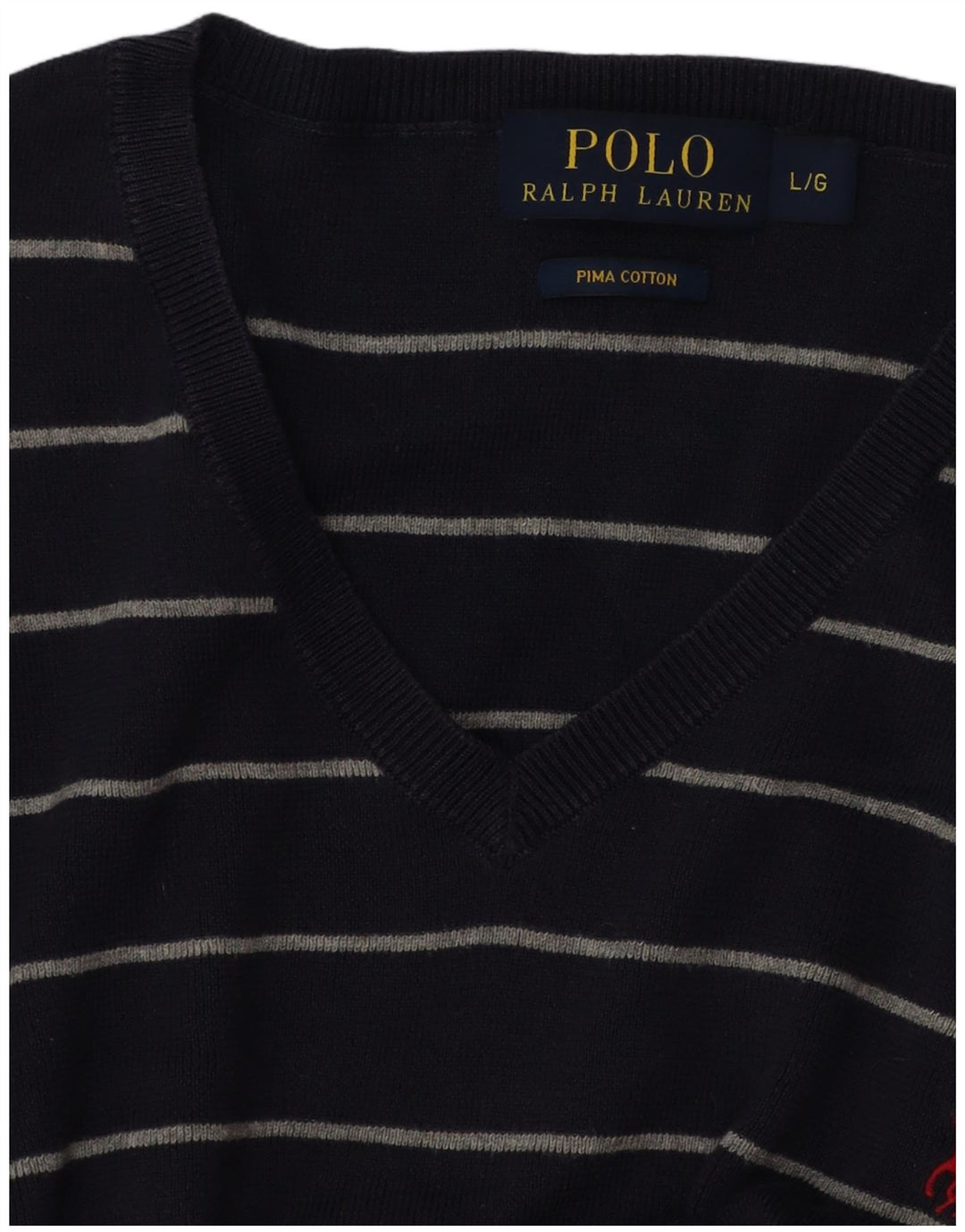 POLO RALPH LAUREN Pulover cu decolteu în V pentru bărbați, mare, bleumarin, cu dungi