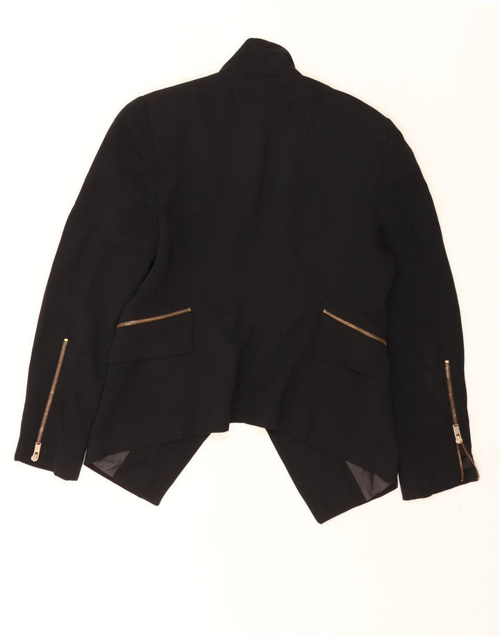 Jachetă blazer deschisă asimetrică pentru femei Zara UK 16 Poliester negru mare