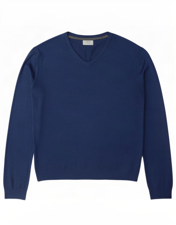 Pulover cu decolteu în V pentru bărbați Marks & Spencer, XL, bleumarin, acrilic
