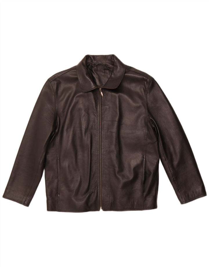 Jachetă de piele pentru femei MADDOX UK 22 3XL din piele neagră