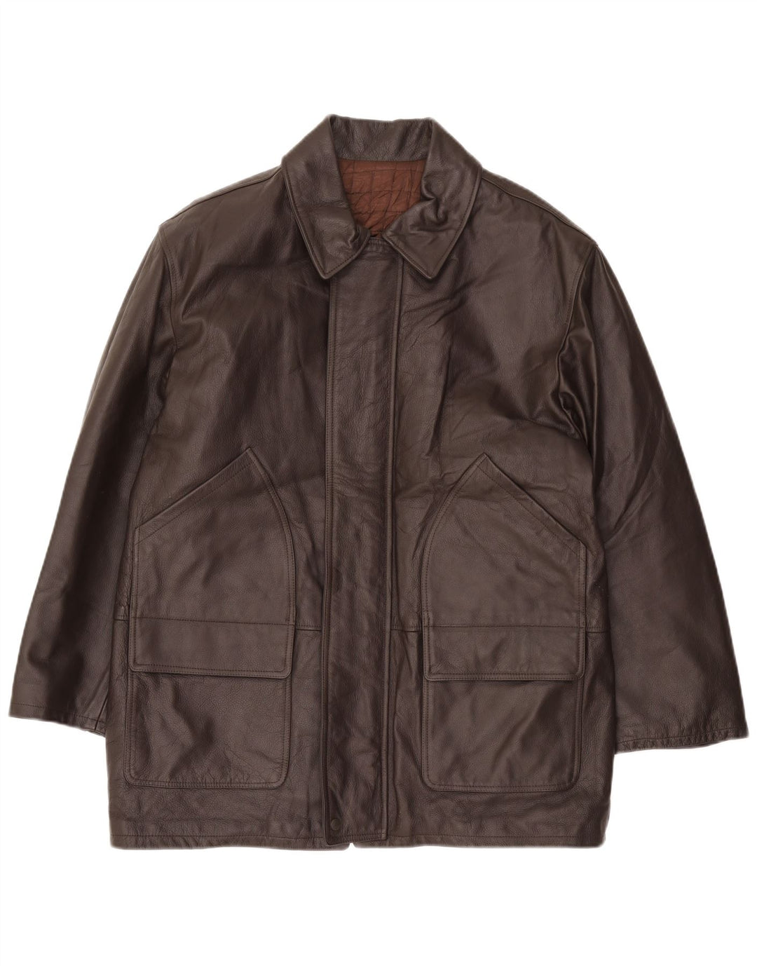 Palton din piele băieți VINTAGE 15-16 ani XL din piele maro