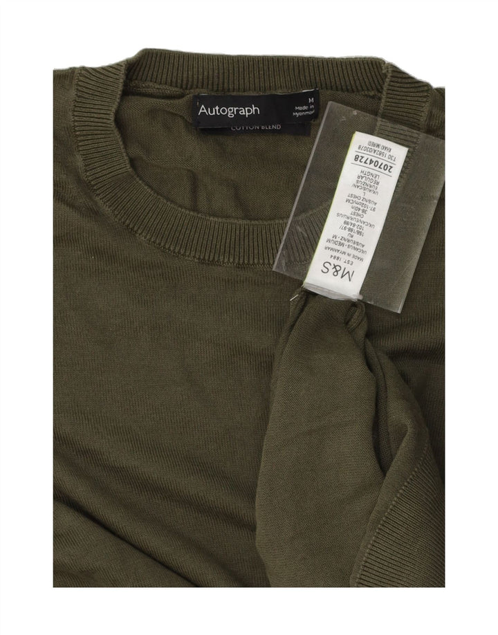 MARKS & SPENCER Mens Autograph Crew Neck Jumper Sweater Medium Khaki Vintage Marks & Spencer and Second-Hand Marks & Spencer from Messina Hembry 