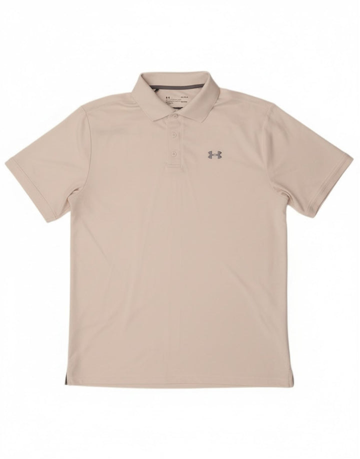 Tricou polo Under Armour pentru bărbați Heat Gear, mare, alb, din poliester
