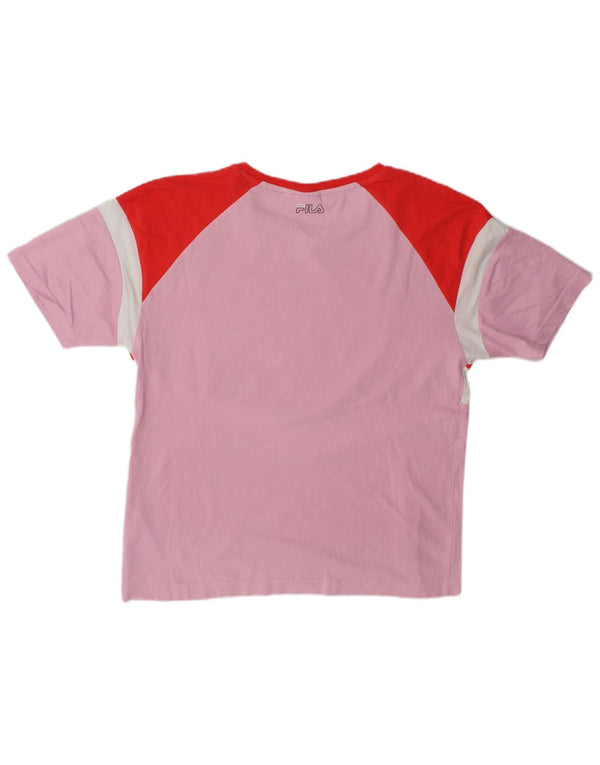 Tricou grafic Fila pentru femei Top UK 10 mic, roz, bumbac color bloc