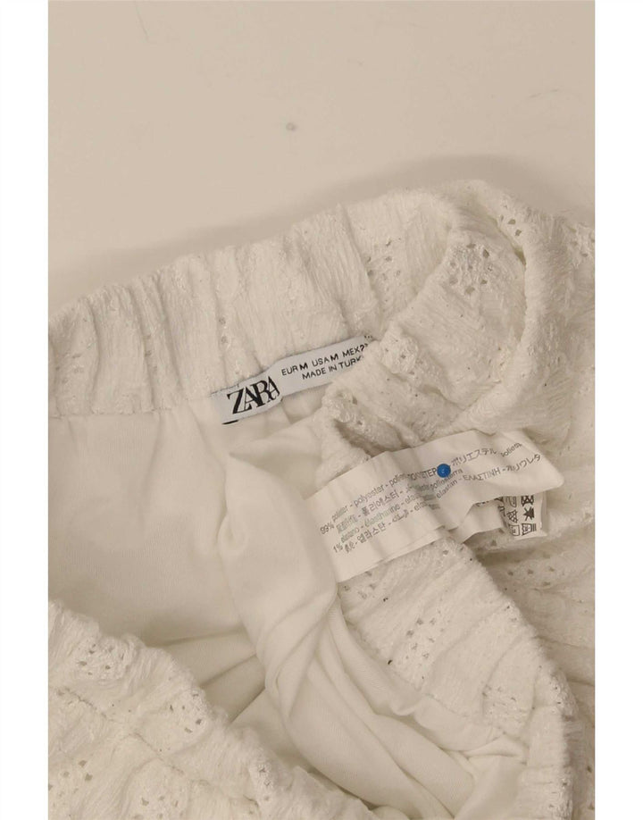 Pantaloni scurți casual pentru femei Zara Medium W28 Poliester alb