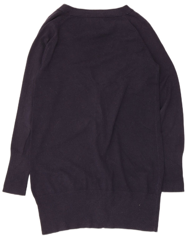 Pulover cardigan pentru femei Zara UK 14 mare, albastru bleumarin, bumbac