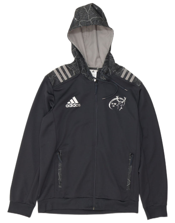 Adidas Mens Munster Rugby Graphic Zip Hoodie Sweater Large Grey Polyester