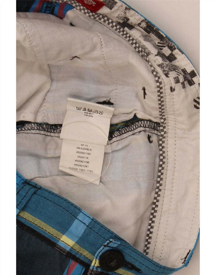 Pantaloni scurți cargo Vans pentru bărbați, mici W28, bumbac cu check-uri albastre