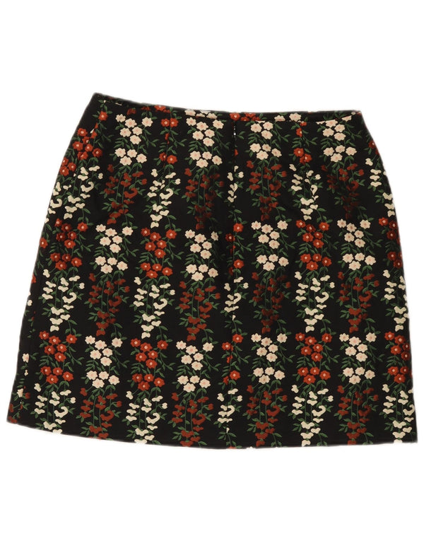 Oasis Womens Mini Skirt UK 12 Medium W30  Black Floral Polyester