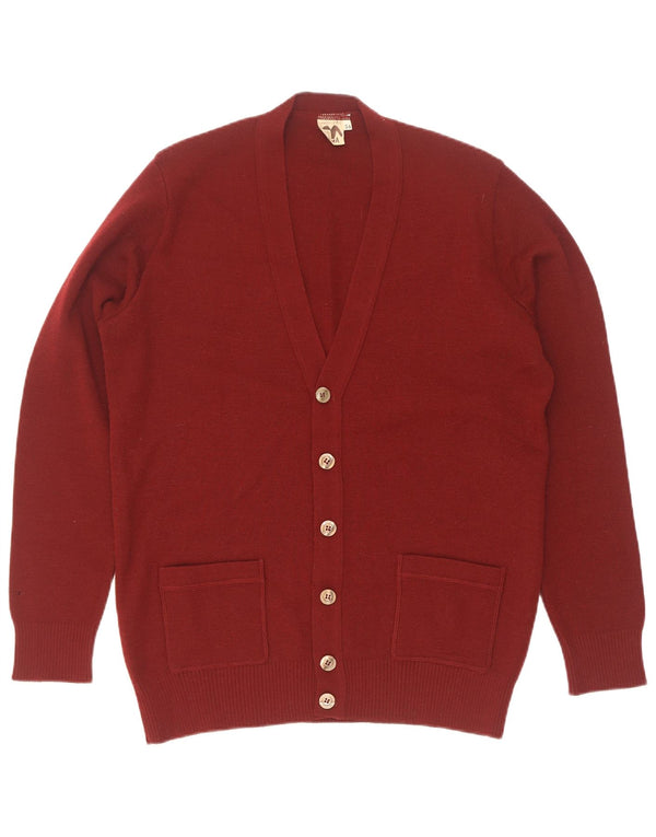 Pulover Cardigan Vintage pentru bărbați IT 54 XL Lână virgină Bordeaux