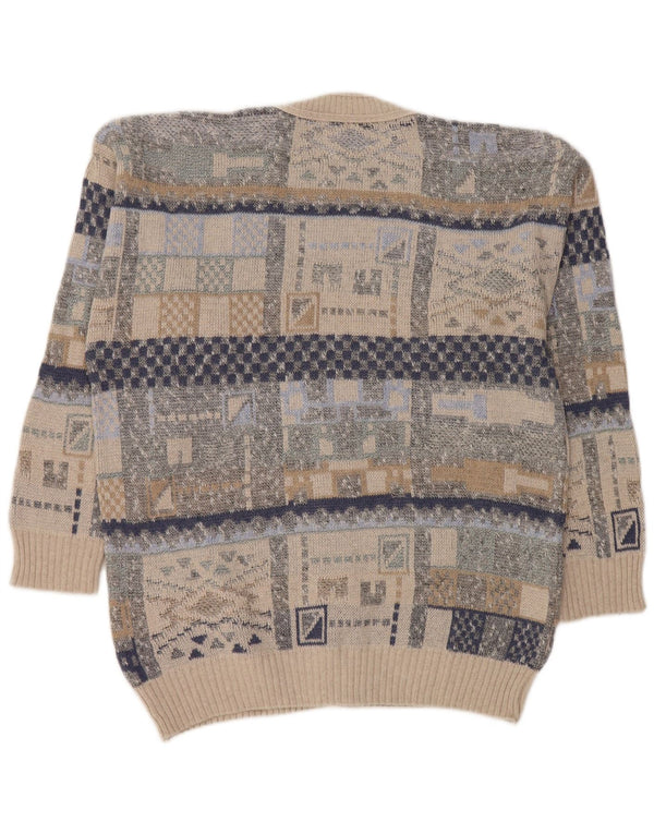 Pulover Cardigan Vintage Bărbați Mediu Multicolor Geometric