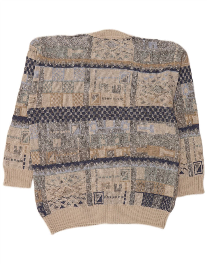 Pulover Cardigan Vintage Bărbați Mediu Multicolor Geometric