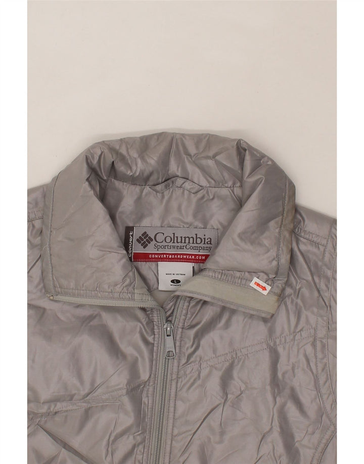 COLUMBIA Womens Padded Gilet UK 16 Large Silver Polyester Vintage Columbia and Second-Hand Columbia from Messina Hembry 