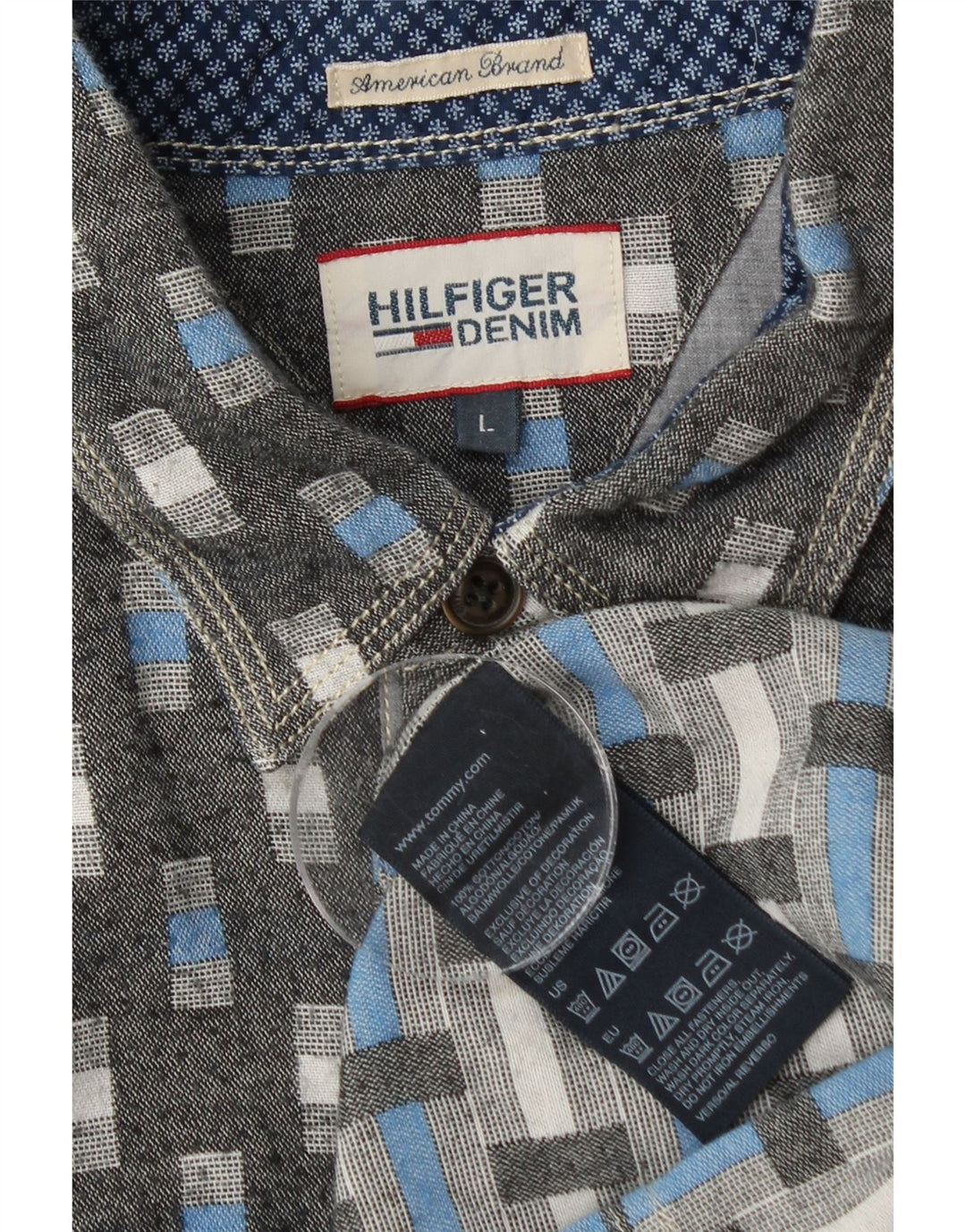 TOMMY HILFIGER Cămașă pentru bărbați, mare, gri, geometric, bumbac