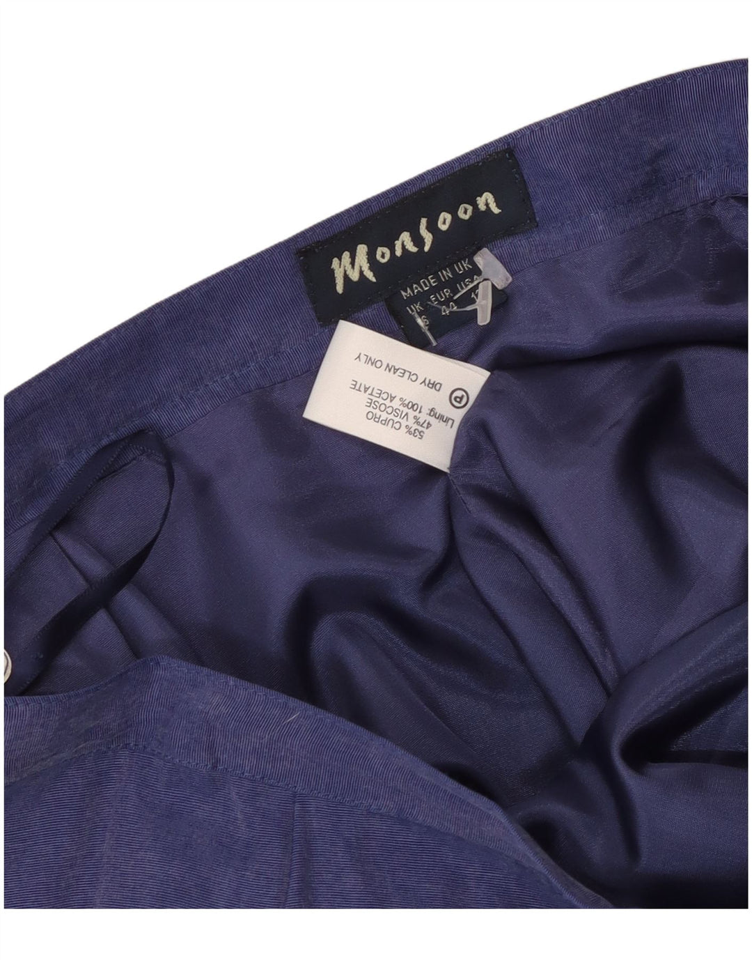 Fusta midi pentru femei Monsoon UK 16 Large W32 Blue Viscose