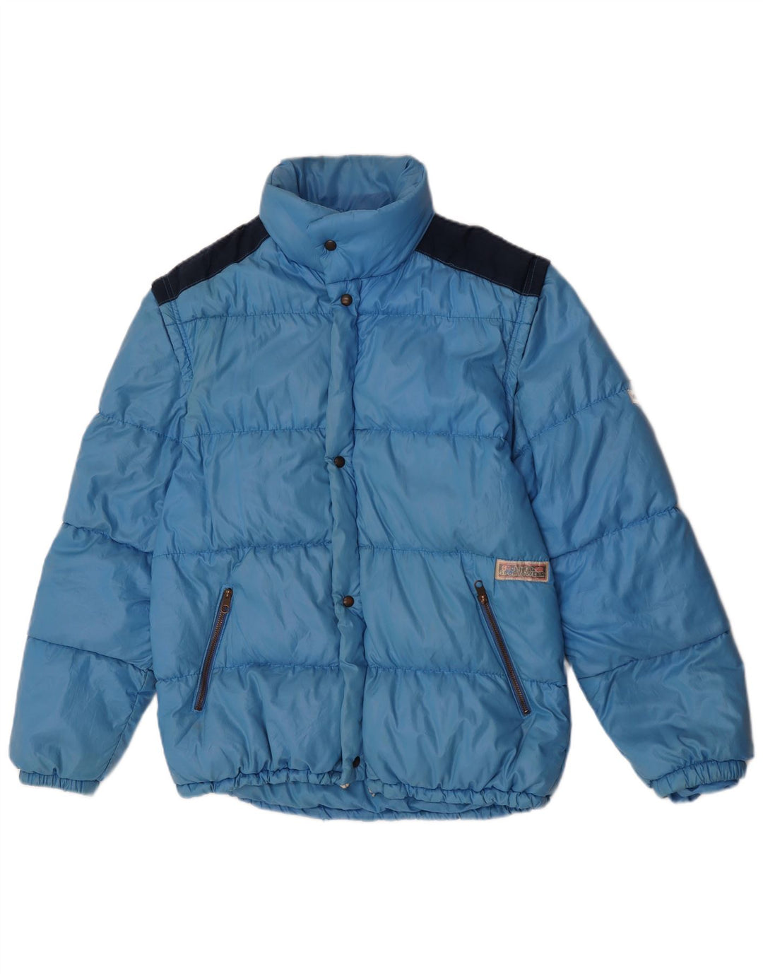 Jachetă căptușită cu glugă vintage pentru bărbați, IT 52 XL, albastru, poliamidă color bloc