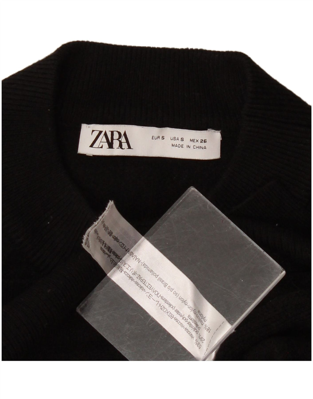 Pulover oversized cu gât țestoasă pentru femei Zara UK 10, mic, negru, viscoză