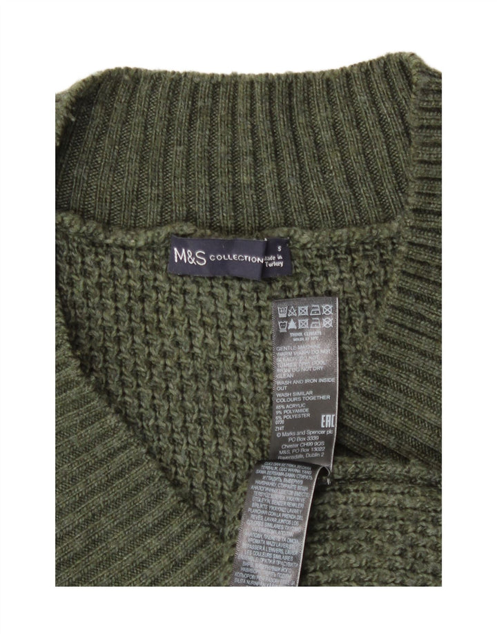 Pulover pentru bărbați Marks & Spencer, cu decolteu în V, mic verde acrilic