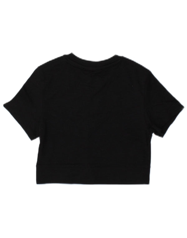 Tricou Crop pentru femei Bershka Top UK 10 Small Poliamidă neagră